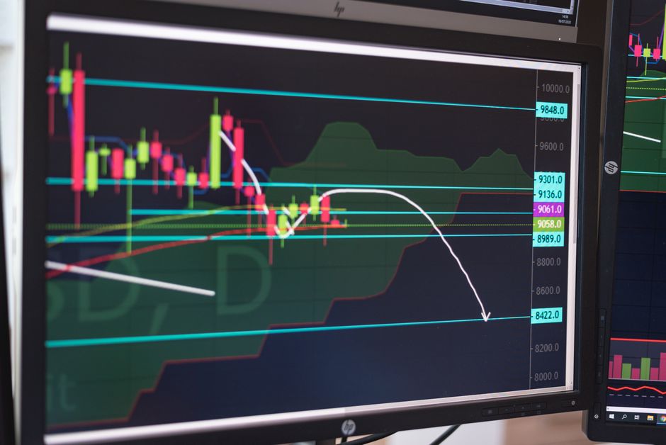 Crypto candlestick chart on a monitor — reading the market cycle to judge whether the bull run is over